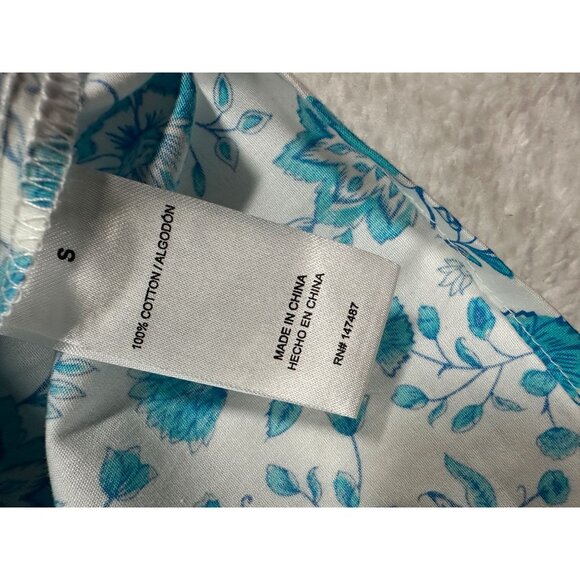 Draper James V-Neck Puff Sleeve Top Women’s Small Blue Paisley Lightweight Shirt - Picture 5 of 11